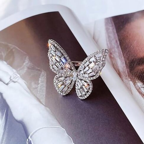 Large Butterfly CZ Full Pave Sparkling Statement Ring for Women in Kuwait
