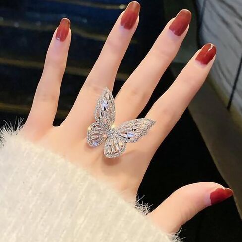 Large Butterfly CZ Full Pave Sparkling Statement Ring for Women in Kuwait