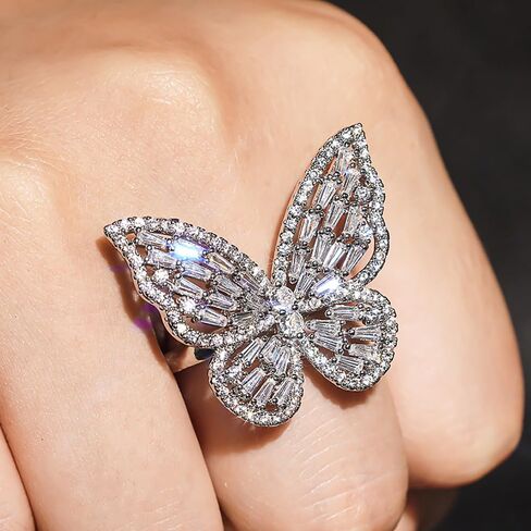 Large Butterfly CZ Full Pave Sparkling Statement Ring for Women in Kuwait