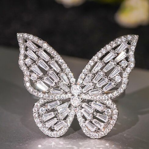Large Butterfly CZ Full Pave Sparkling Statement Ring for Women in Kuwait