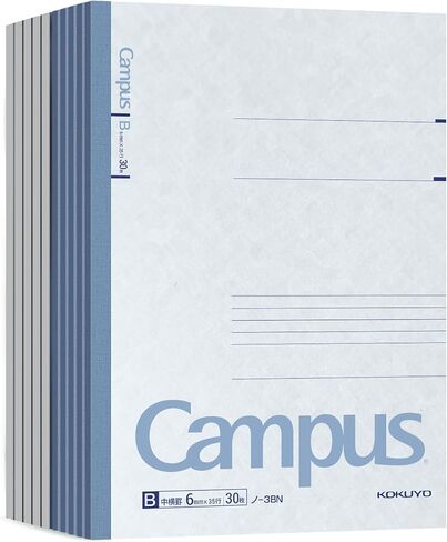 KOKUYO Campus Notebook, B 6mm Ruled, Semi-B5, 30 Sheets, 35 Lines, Blue, Pack of 10, Japan Import (NO-3BNX10) in Saudi Arabia