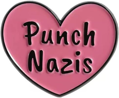 "Punch Nazis" Heart Enamel Pin, Anti-Hate & Anti-Fascist Lapel Badge in Saudi Arabia