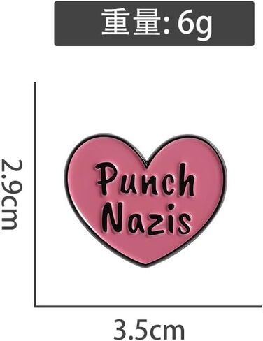 "Punch Nazis" Heart Enamel Pin, Anti-Hate & Anti-Fascist Lapel Badge in Saudi Arabia