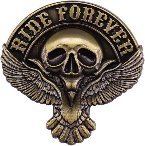 Ride Forever Golden Motorcycle Emblem, Awesome Vest and Jacket Pin in Kuwait