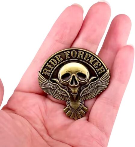 Ride Forever Golden Motorcycle Emblem, Awesome Vest and Jacket Pin in Kuwait