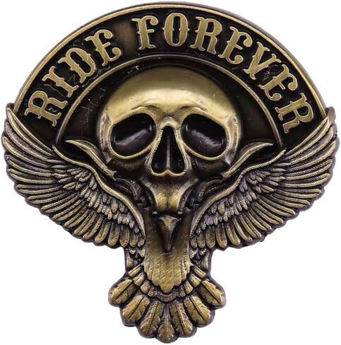 Ride Forever Golden Motorcycle Emblem, Awesome Vest and Jacket Pin in Kuwait