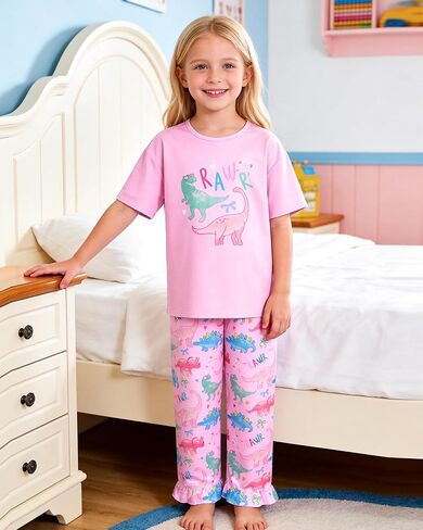 Sylfairy Girls Pajamas Summer Toddler Girl Pajamas Sets Short Sleeve and Pants Girls' Cute Sleepwear Pjs in Saudi Arabia