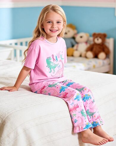 Sylfairy Girls Pajamas Summer Toddler Girl Pajamas Sets Short Sleeve and Pants Girls' Cute Sleepwear Pjs in Saudi Arabia