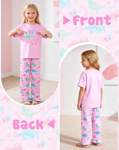 Sylfairy Girls Pajamas Summer Toddler Girl Pajamas Sets Short Sleeve and Pants Girls' Cute Sleepwear Pjs in Saudi Arabia