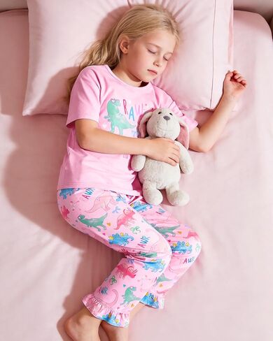 Sylfairy Girls Pajamas Summer Toddler Girl Pajamas Sets Short Sleeve and Pants Girls' Cute Sleepwear Pjs in Saudi Arabia
