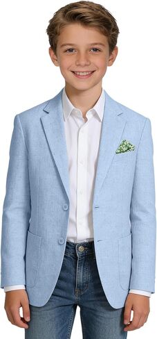 Linen Blazers for Boys Casual Suits Jackets Linen Sports Coats for Kids Summer Blazers for School Wedding in Saudi Arabia