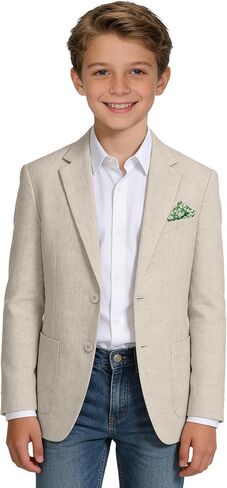 Linen Blazers for Boys Casual Suits Jackets Linen Sports Coats for Kids Summer Blazers for School Wedding in Saudi Arabia