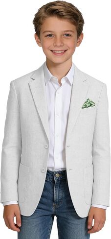 Linen Blazers for Boys Casual Suits Jackets Linen Sports Coats for Kids Summer Blazers for School Wedding in Saudi Arabia