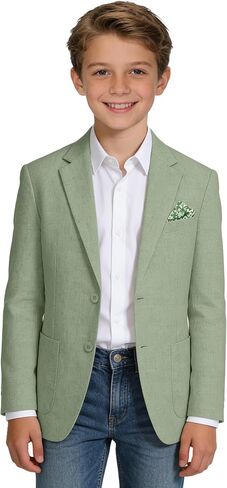 Linen Blazers for Boys Casual Suits Jackets Linen Sports Coats for Kids Summer Blazers for School Wedding in Saudi Arabia