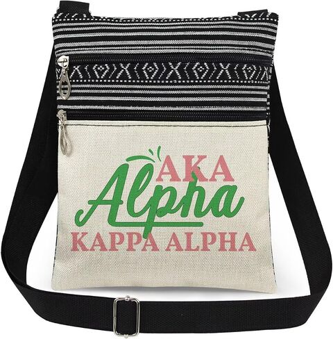 1908 AKA Sorority Sister Crossbody Bag with Adjustable Strap Green Pink Color Print Greek Sorority Messenger Bag in Saudi Arabia