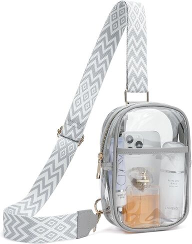Clear Crossbody Bag Clear Bag for Stadium Events, Clear Purses for Women Stadium, Clear Sling Bag Clear Bag Stadium Approved (Pink) in Saudi Arabia