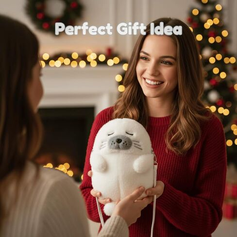 Cute Kawaii Seal Plush Purse, Mini Crossbody Bag for Women Teens, Animal Lover Handbag, Small Cute Novelty Gift for Birthday Christmas in Saudi Arabia