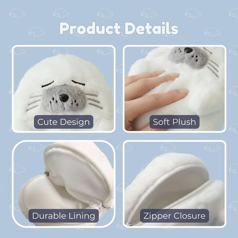 Cute Kawaii Seal Plush Purse, Mini Crossbody Bag for Women Teens, Animal Lover Handbag, Small Cute Novelty Gift for Birthday Christmas in Saudi Arabia
