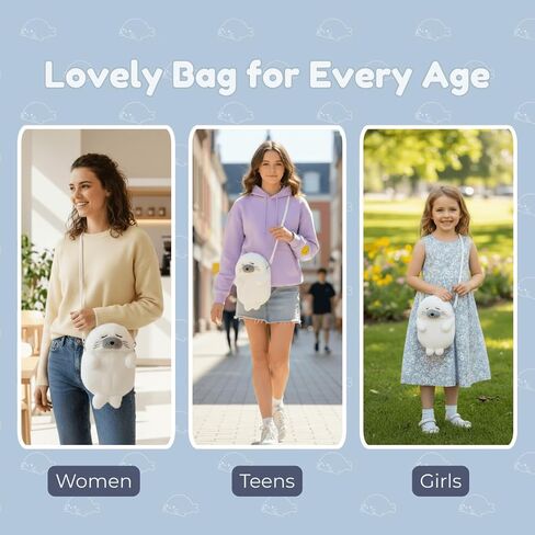 Cute Kawaii Seal Plush Purse, Mini Crossbody Bag for Women Teens, Animal Lover Handbag, Small Cute Novelty Gift for Birthday Christmas in Saudi Arabia
