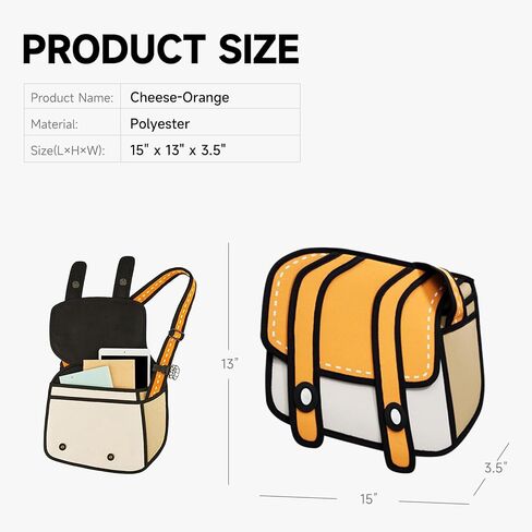 Original 2D Cartoon Crossbody Bag Purse (Cheese), Fun Novelty Cross Body Funny Anime Messenger Bags for Women, Carries Digital Camera, Essentials for Daily and Travel in Saudi Arabia