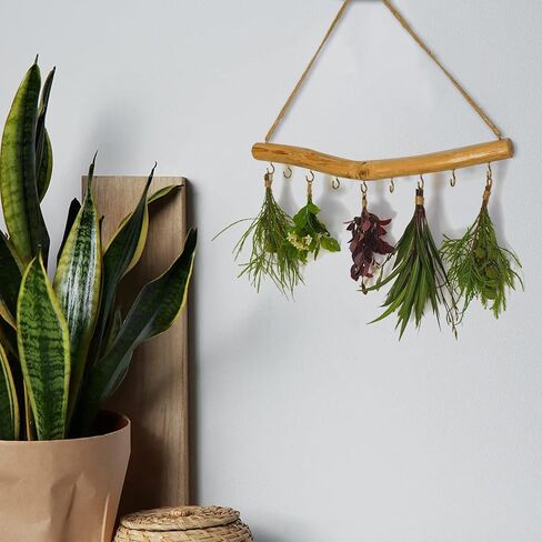 15.7-Inch Rustic Wood Wall Hanging Jewelry Organizer (Small Branch with 9 Metal Hooks) in Saudi Arabia