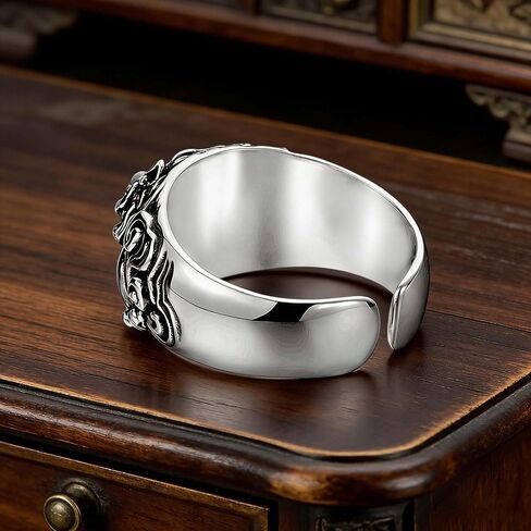 HETICA Feng Shui Pixiu Adjustable Open Ring for Men Women | Copper Coin, Luck Beliefs, Wealth Jewelry in Saudi Arabia