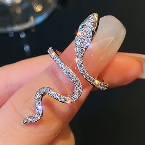 Unique Sparkling Zirconia Snake Rings for Women Daily Party Birthday Personality Rings Jewelry Gift in Kuwait