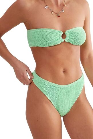 Nasty Gal Women's Premium Crinkle High Leg Bikini Bottom in Saudi Arabia