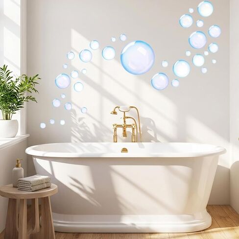 2 Sheets Bubble Stickers,Colorful Bubble Decorations for Wall | Underwater Mermaid Theme Self Adhesive Bubbles Cutouts Ocean Bathroom Decor for Birthday Party in Kuwait
