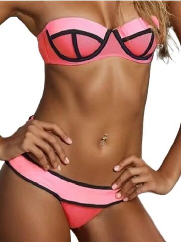Catalpalev Women's Sexy Padded Two-Tone Bikini Set: High-Waisted, Slimming, Separate-Piece Resort Swimwear in Saudi Arabia