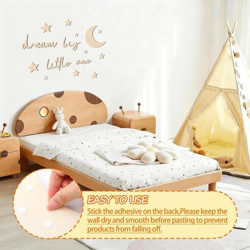 Wooden Nursery Wall Decor Boho Dream Big Little One Art Sign Moon and Stars Decor for Girls Boys Neutral Backdrop Sign for Bedroom Playroom Farmhouse Party Supplies (Brown) in Saudi Arabia