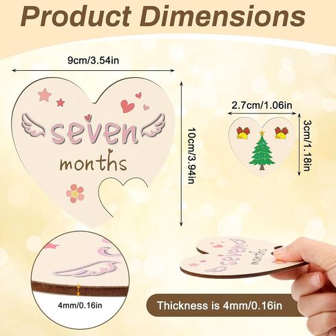 Heart-Shaped Wooden Baby Milestone Cards - 13 Pcs Double-Sided 1-12 Months Photo Props with Baby Announcement Plaque for Name, Weight & Gender in Saudi Arabia