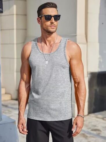 Mens Workout Tank Tops Sleeveless Shirt Muscle Gym Bodybuilding Fitness Training T Shirts in Kuwait