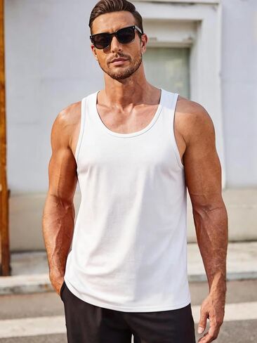 Mens Workout Tank Tops Sleeveless Shirt Muscle Gym Bodybuilding Fitness Training T Shirts in Kuwait