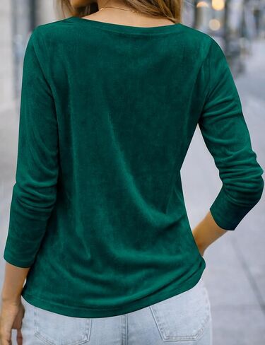 Women's 2026 Velvet Cowl Neck Long Sleeve Blouse Elegant Dressy Top for Christmas Holiday Party Casual Outfits in Kuwait