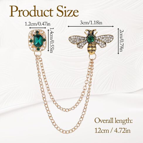 Vintage Honey Bee Chain Tassel Brooches Pins, Rhinestone Bee Lapel Pin Jewelry Gift for Women Men, Collar Brooches Pin, Shirt Collar Pins, Hat Scarf Tie Dress Clothes Accessories in Saudi Arabia