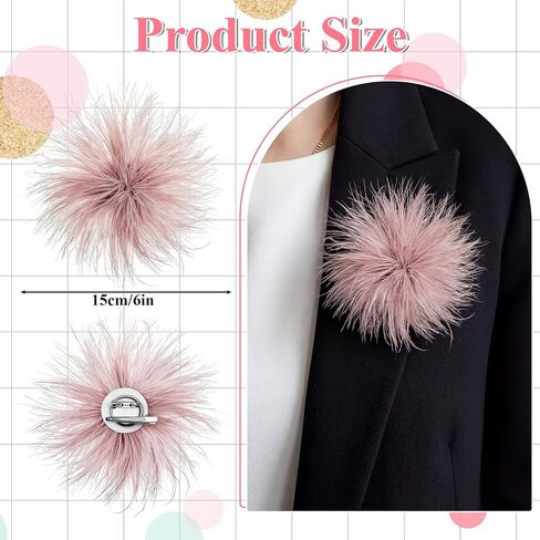 150mm Large Feather Brooch Pin, Oversized Ostrich Feathers Lapel Pin Unisex, for Wedding Suit Dress Shawl Dance Party Banquet in Saudi Arabia