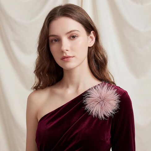 150mm Large Feather Brooch Pin, Oversized Ostrich Feathers Lapel Pin Unisex, for Wedding Suit Dress Shawl Dance Party Banquet in Saudi Arabia