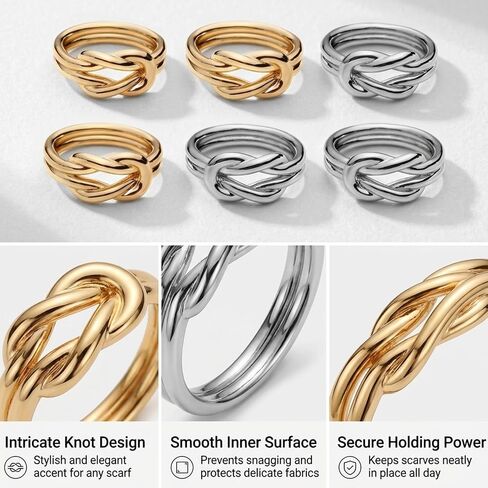 6pcs Scarf Ring Set, Scarf Clip, Neck Scarf Ring for Women, Decorative Accessory for Fashion Scarves and Neckwear, Golden and Silver Color in Saudi Arabia