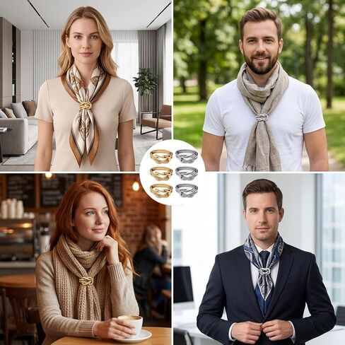 6pcs Scarf Ring Set, Scarf Clip, Neck Scarf Ring for Women, Decorative Accessory for Fashion Scarves and Neckwear, Golden and Silver Color in Saudi Arabia