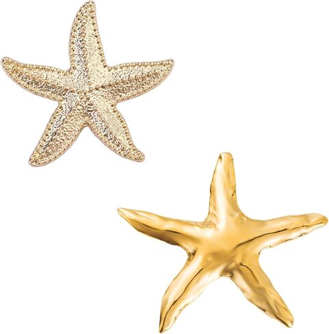 2 Pcs Starfish Brooch for Women Vintage Sea Star Marine Brooches Pin Elegant Shell Star Ocean Lapel Pins Beach Party Jewelry Accessories in Saudi Arabia