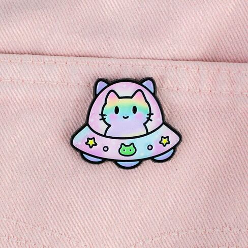 لطيف القط جسم غامض الفضاء الخارجي المينا دبوس، kawaii الغريبة هريرة دبوس بروش لمحبي الفضاء والقط، الكرتون الفضاء الحيوان بروش شارة، رائعتين هريرة طية صدر السترة شارات، لطيف هدية صغيرة لمحبي الحيوانات، kawaii الباستيل نمط هدية مجوهرات التبعي in Kuwait