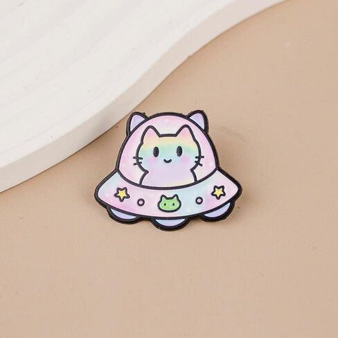 لطيف القط جسم غامض الفضاء الخارجي المينا دبوس، kawaii الغريبة هريرة دبوس بروش لمحبي الفضاء والقط، الكرتون الفضاء الحيوان بروش شارة، رائعتين هريرة طية صدر السترة شارات، لطيف هدية صغيرة لمحبي الحيوانات، kawaii الباستيل نمط هدية مجوهرات التبعي in Kuwait
