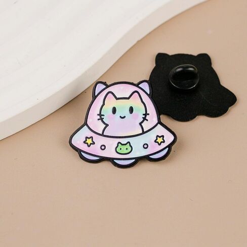 لطيف القط جسم غامض الفضاء الخارجي المينا دبوس، kawaii الغريبة هريرة دبوس بروش لمحبي الفضاء والقط، الكرتون الفضاء الحيوان بروش شارة، رائعتين هريرة طية صدر السترة شارات، لطيف هدية صغيرة لمحبي الحيوانات، kawaii الباستيل نمط هدية مجوهرات التبعي in Kuwait