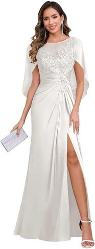 Cap Sleeve Mother of The Bride Dresses for Women 2025 Long Satin Lace Formal Evening Gowns with Side Slit in Saudi Arabia