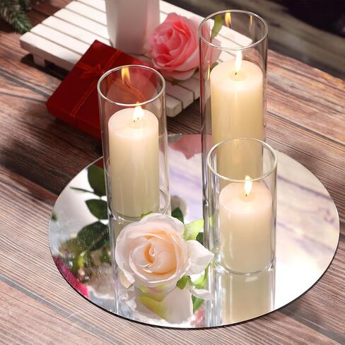 Shihanee 120 Pcs Pillar Candles and Glass Cylinder Vases Clear Cylinder Holders for Slim Pillar Candles Table Decoration (Ivory White) in Kuwait