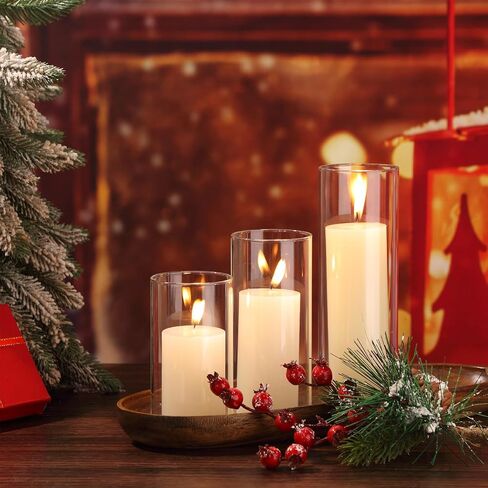 Shihanee 120 Pcs Pillar Candles and Glass Cylinder Vases Clear Cylinder Holders for Slim Pillar Candles Table Decoration (Ivory White) in Kuwait