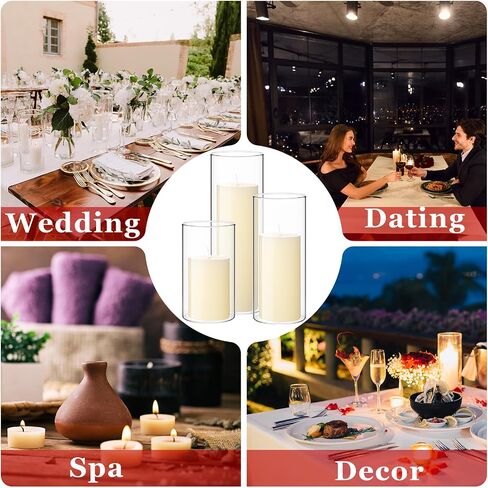 Shihanee 120 Pcs Pillar Candles and Glass Cylinder Vases Clear Cylinder Holders for Slim Pillar Candles Table Decoration (Ivory White) in Kuwait
