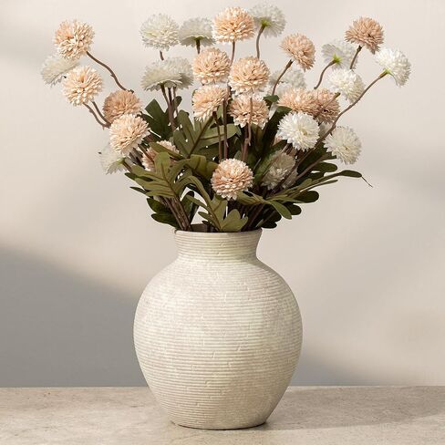 7.48 Inch Tall Vintage Ceramic Flower Vase, Rustic Farmhouse Vase for Home Decor, Distressed Decorative Terracotta Vase for Table Centerpiece Living Room Bathroom Bedroom (Black-7.48'') in Saudi Arabia