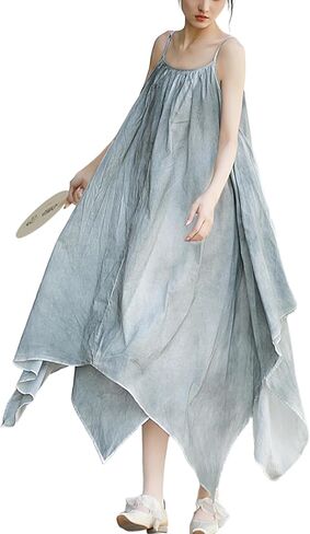 LUZU JUNU Women's Casual Sleeveless Sundress Loose Plain Long Summer Beach Dress in Saudi Arabia